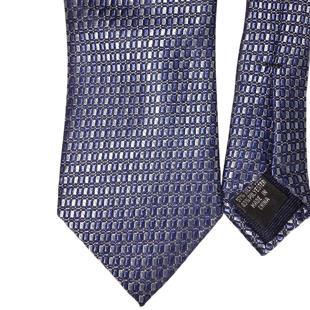 Michael‎ Kors Tie Mens Silk Necktie Classic Woven Geometric Pattern Blue Formal